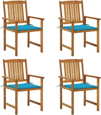 vidaXL Sillas De Jard&iacute;n Con Almohadillas 4 Pcs Acacia Madera