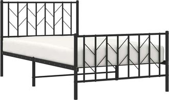 vidaXL Metal Bed Frame without Mattress with Footboard Black 100x200cm Vidaxl