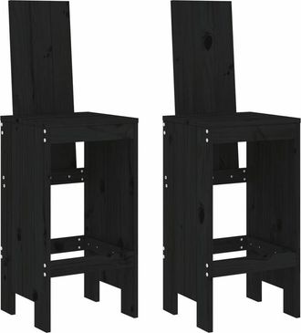 vidaXL Vidaxl - Taburetes De Cocina 2 Uds Madera Maciza Pino Negro 40x42x120 Cm