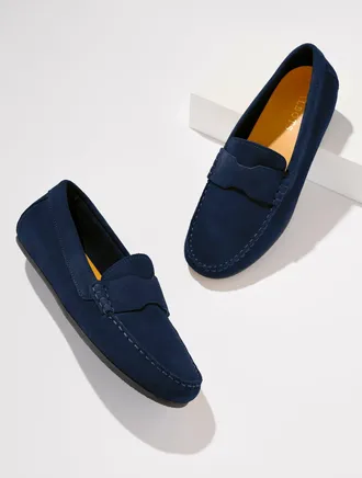 Talbots Parker Suede Moccasins Shoes - Blue - 10 1/2 M Talbots