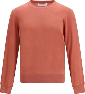 Brunello Cucinelli Mens Sweater Cotton Peach-Mist Peach/mist