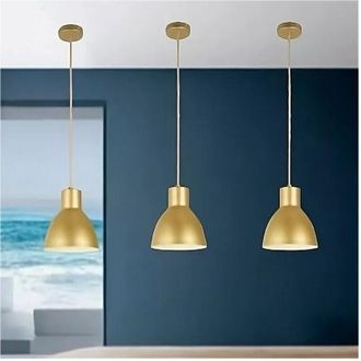 Trade Shop Trade Shop Traesio - Trade Shop - Lampadario a Sospensione E27 Ferro Paralume Moderno Contemporaneo Campanella Oro Bianco 33276