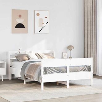 vidaXL Estructura De Cama Sin Colch&oacute;n Madera Maciza Blanca 120x190 Cm Vidaxl
