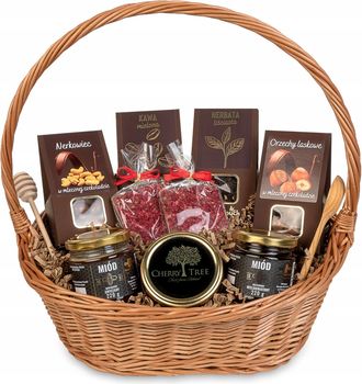 OEM Cesta De Regalo: Chocolate Negro Con T&eacute;, Caf&eacute;, Dulces, Miel Y Mermelada