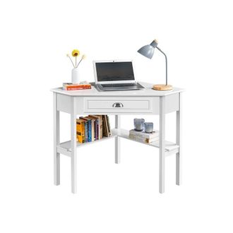 Yaheetech Yaheetech Scrivania Angolare Desktop Computer Portaoggetti per Postazione di Lavoro 106 &times; 71,5 &times; 76,5 cm Bianco