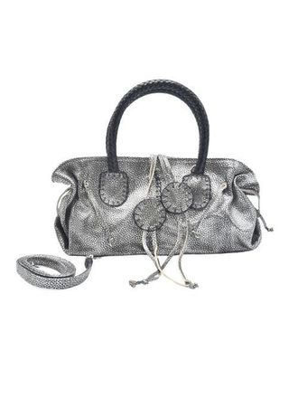 Carlos Falchi Mini Satchel Top Grain Leather Bag in Roman Chrome at Nordstrom