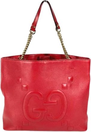 Gucci Pre-owned Tote Bags, female, Red, Size: ONE SIZE Pre-owned Leather Tote Bag