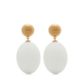 Moschino Clip-On Engraved Logo Earrings - female - Moschino - Earrings - White - ONE SIZE - Accessories
