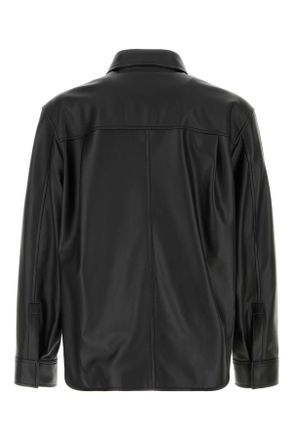 Loewe Mens Black Leather Shirt Camicie