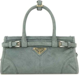 Prada Sea Green Suede Mini Prada Bonnie Handbag Salvia Borse A Mano