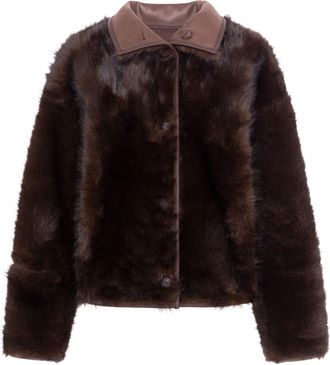Urban Code Cropped Reversible Coat with Luxurious Fur and Leather Textures
