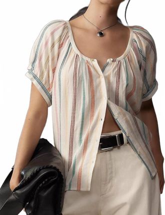 Mille Naomi Button-Front Top In Stripe