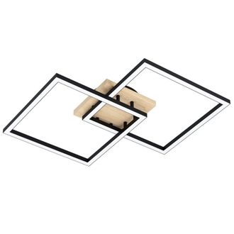 Eglo Eglo Lomaltas-z Smart Ceiling Lamp - Black & Oak - 49.5x77 Cm - Tunable White - Zigbee & Bluetooth