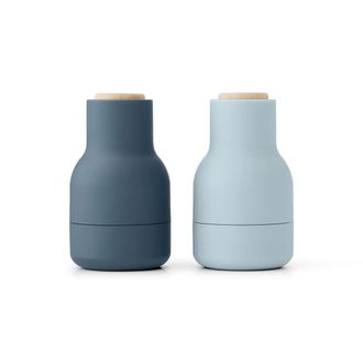 Audo Bottle Grinder M&uuml;hle Small, H 11.5 cm, Buche / blues (2er-Set)