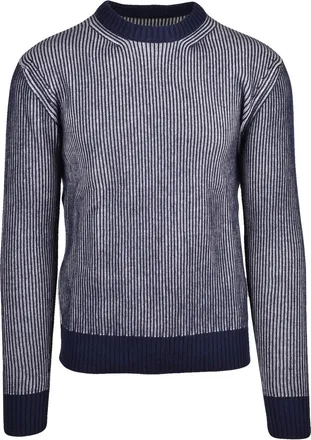 Add Crew Neck Sweater With Vertical Ribbed Pattern And Premium Blend