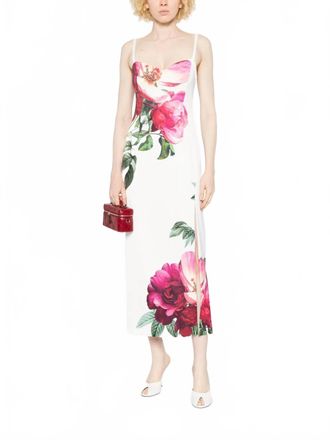 Alice & Olivia Nina Empress Bloom Midi Dress In White Floral