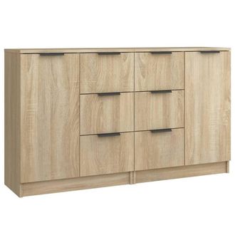 Berkfield Home Sideboards 2 pcs Sonoma Oak 60x30x70 cm Engineered Wood in Light Tan | Size: 60 x 30 x 70 cm