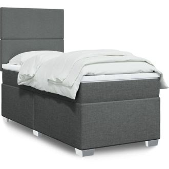 vidaXL Vidaxl - Cama Box Spring Con Colch&oacute;n Tela Gris Oscuro 90x200 Cm