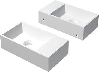 Bernacchini Contra Fontein - 40x22x10cm - wasbak links - 0 kraangaten - polystone wit mat