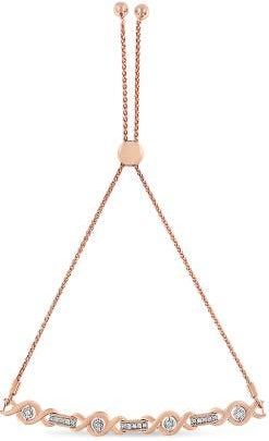 House of Brilliance Silver Channel Set Diamond Accent Twist Bolo Bracelet in Rose Gold Over Silver at Nordstrom