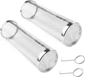 OEM Cesta Para Parrilla De Acero Inoxidable, Cesta Cil&iacute;ndrica, Cesta Para Asar Con Aire Caliente, Verduras, Pescado, Carne (1 Pieza)