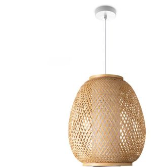 Paco Home Plafone Bambù Sospensione Boho Soggiorno Lampada a Cesto Vintage E27 Beige (Ø32cm), Luce a sospensione - Tipo 4 - Paco Home