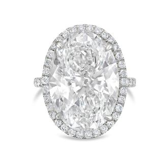 Diana M. Jewels Platinum 15ct lab grown Oval Diamond Halo Pav&eacute; Ring