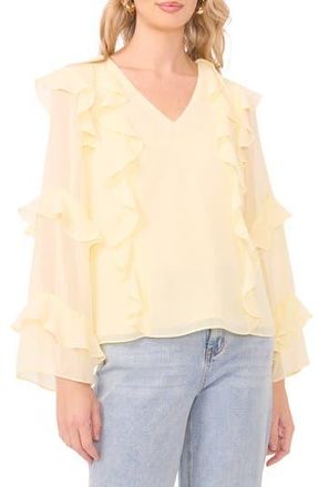 1.State Ruffle V-Neck Top in Pastel Yellow at Nordstrom Rack, Size X-Large