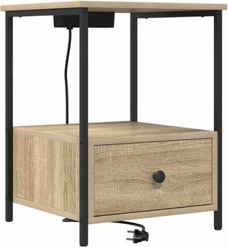 vidaXL Vidaxl - Bedside Cabinet with Charging Station with Drawer Sonoma oak