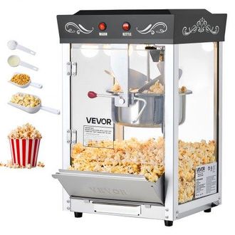 OEM M&aacute;quina De Palomitas Con Hervidor De Acero Inoxidable, 800 W, 48 Tazas, Estilo Cine, Con 2 Botones De Control, Pared De Cristal, Puerta De Policarbona