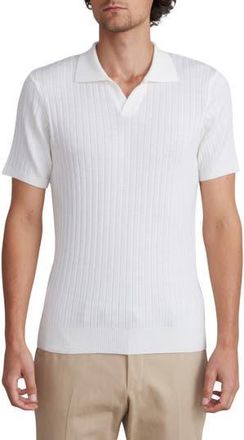 Emanuel Berg Vertical Rib Short Sleeve Merino Wool Knit Polo in White at Nordstrom Rack, Size X-Large