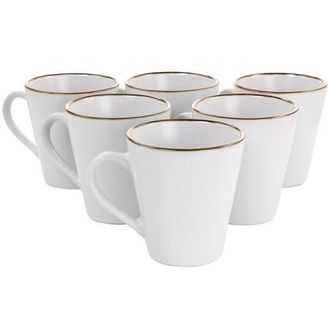 Elama Arthur 6 Piece Stoneware Mug Set in White at Nordstrom