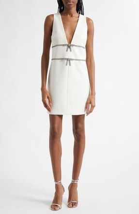 Cinq &agrave; Sept Chani Rhinestone Bow Detail Cocktail Minidress in Ivory at Nordstrom Rack, Size 10