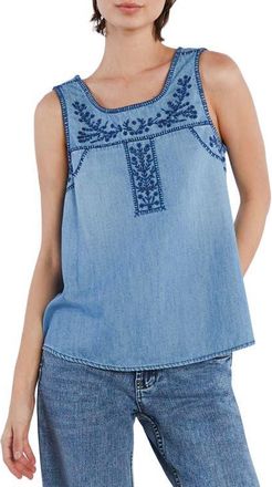 BILLY T Embroidered Denim Tank at Nordstrom, Size X-Small