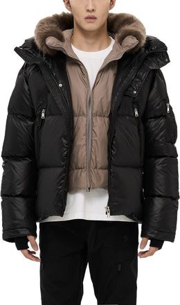 AlphaStyle Kudu Detachable Double Hood Puffer in Black at Nordstrom, Size 3X-Large