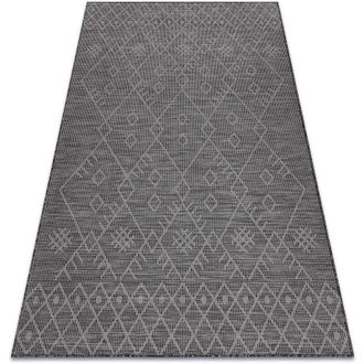 RugsX Rugsx - Carpet sisal patio 3077 Boho Flat woven - black black 136x190 cm