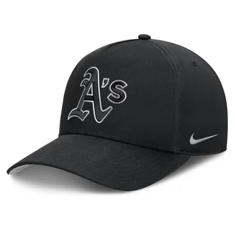 Nike Athletics Rise Nike Mens Dri-FIT MLB A-Frame Trucker Adjustable Hat in Black | NB1E0FBPFZ-HWD