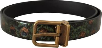 Dolce & Gabbana Multicolor Leren Riem met Bronzen Metalen Gesp - Heren - Riemen - Veelkleurig - ONE Size - Leer - Accessoires