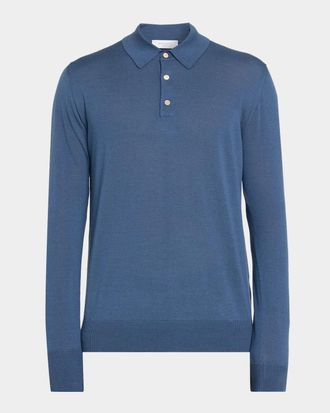 Boglioli Men & apos;s Wool Knit Long-Sleeve Polo Shirt
