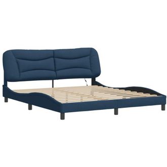 vidaXL Vidaxl - Estructura De Cama Con Led Sin Colch&oacute;n Tela Azul 180x200 Cm