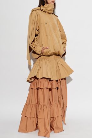Chlo&eacute; Coat With Detachable Scarf, Womens, Beige