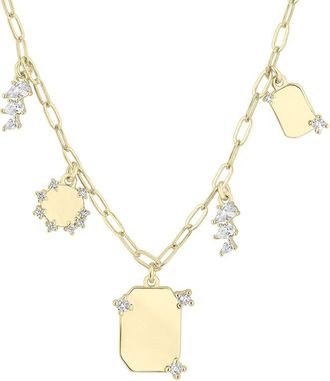 Electric Picks 14K Plated Cz Cosmo Charm Necklace