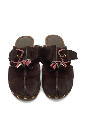 Louis Vuitton calf-hair buckle mules - Brown