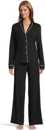 Cosabella Pima Lusso Longsleeve Top And Pajama Set Womens Pajama Sets Black/Moon Ivory : 2XL, Cotton/Modal