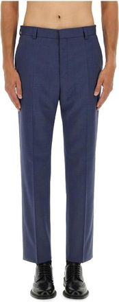 HUGO BOSS Wollen Blend Tailored Broek - Heren - Nette broeken - Blauw - L - Wol - Broeken