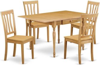 East West Furniture Dining Room Set Oak, MZAN5-OAK-W