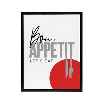 Artery8 Bon Appetit Kitchen Framed Canvas Wall Art Print in White | Size: W24 x H32