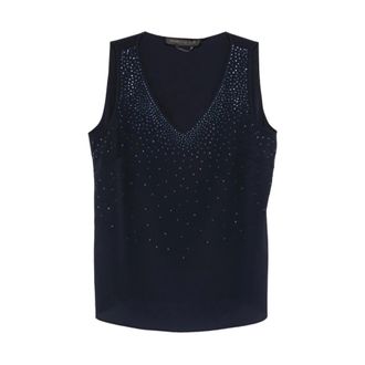 Marina Rinaldi Mrpascia V-neck Embellished Top - female - Marina Rinaldi - Sleeveless Tops - Blue - 4XL - Tops