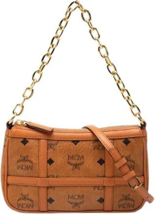MCM Pre-owned Visetos Monogram 2way Chain Bag - Dames - Vintage Schoudertas - Bruin - ONE Size - Leer - Vintage