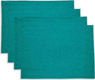 Solino Home Linen Placemats Set of 4, 14 x 19 Inch for Dining Table, Holiday and Everyday Table Decor - Fete in Teal at Nordstrom, Size Medium